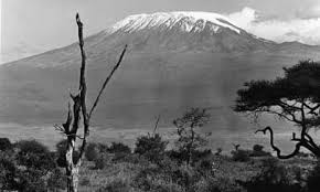 Historical photograph of Mount Kilimanjaro from early exploration or colonial era