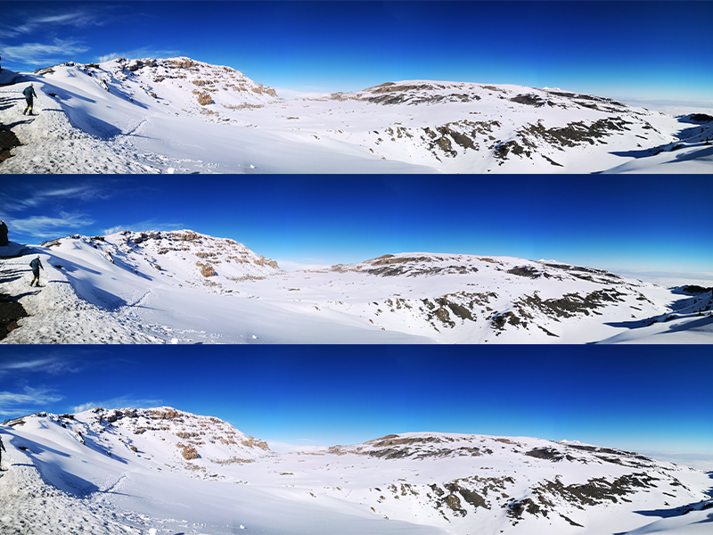Snow and glaciers at the summit of Mount Kilimanjaro